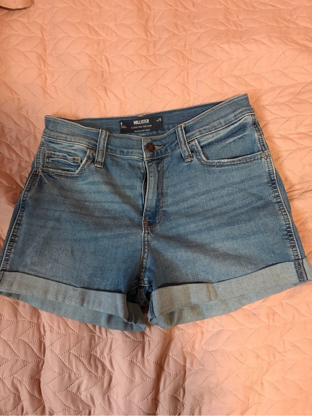 Hollister Women's Light Blue Denim Cuffed Shorts